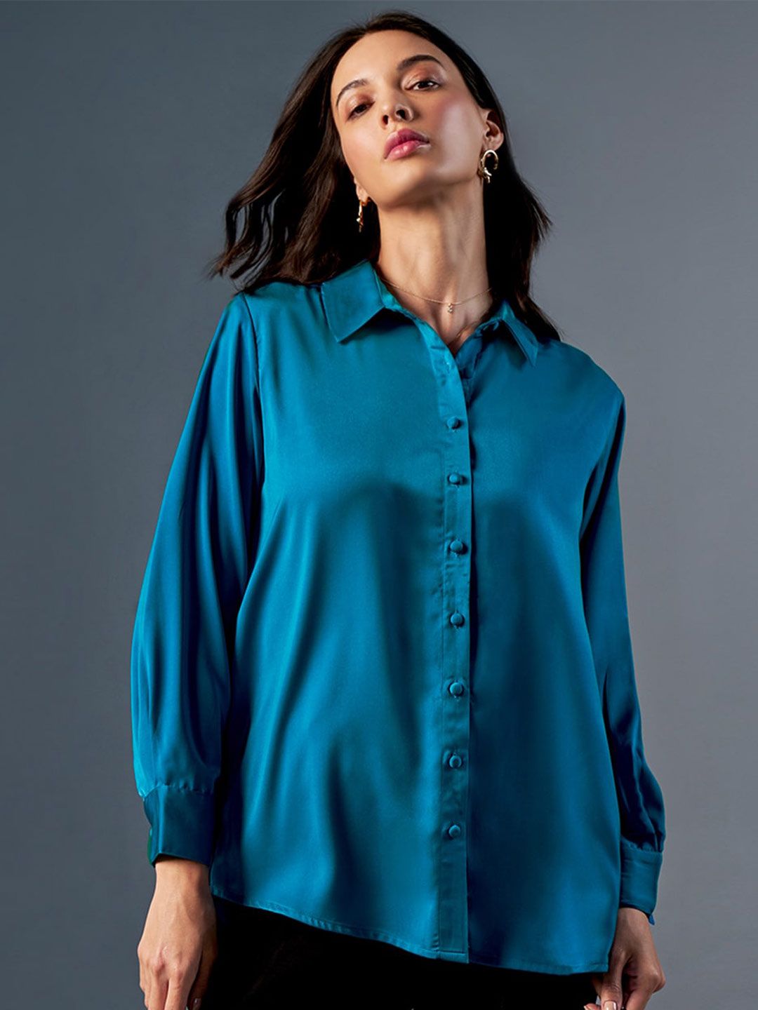 AND Cuffed Sleeves Shirt Style Top