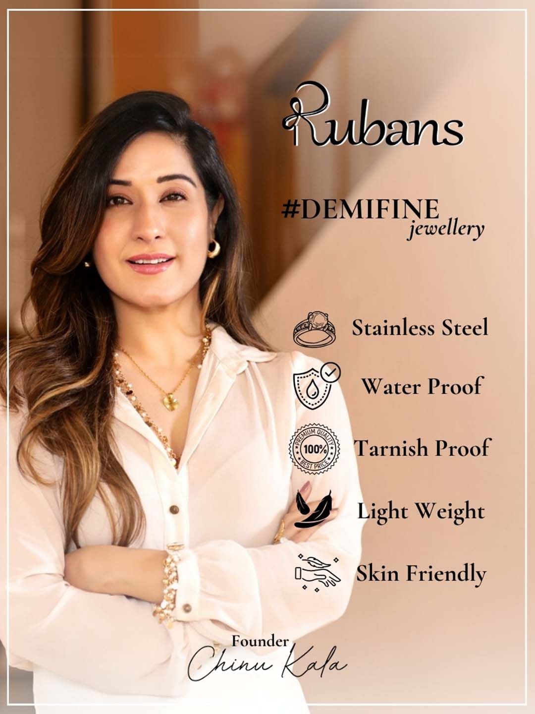 Rubans 18k Kalung Rantai Demi-Fine-Fine Free-Free Gold