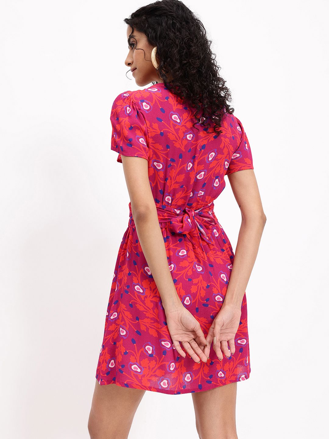 DressBerry Getaway Ready Printed Cut Out Detail A-Line Mini Dress