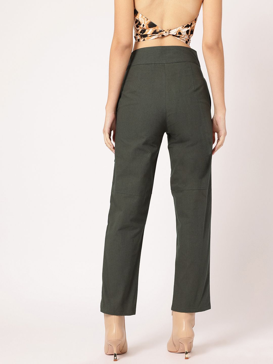 DressBerry Women Smart Utility Regular Fit Cropped Trouser