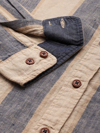 Mr Bowerbird Striped Tailored Fit Opaque Linen Casual Shirt