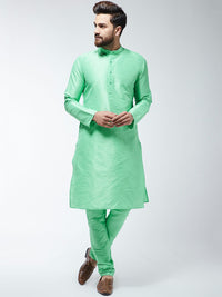 SOJANYA Lelaki Hijau Solid Kurta Lurus