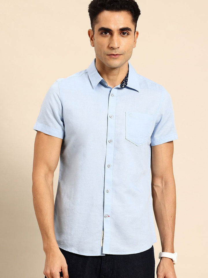Being Human Cotton Linen Slim Fit Opaque Casual Shirt