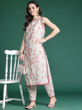 Indo Era Floral Printed Pure Cotton Kurta with Trousers