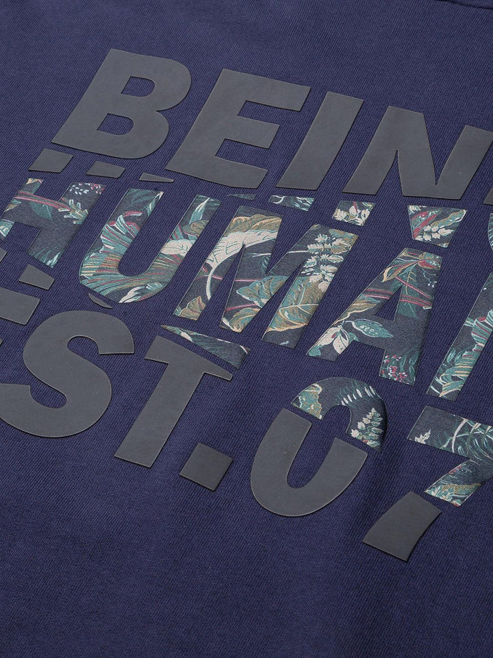 Being Human Men Navy Blue Printed Sweatshirt