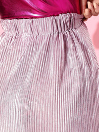 Athena Lavender A-Line Shimmery Accordion Pleated Skirt