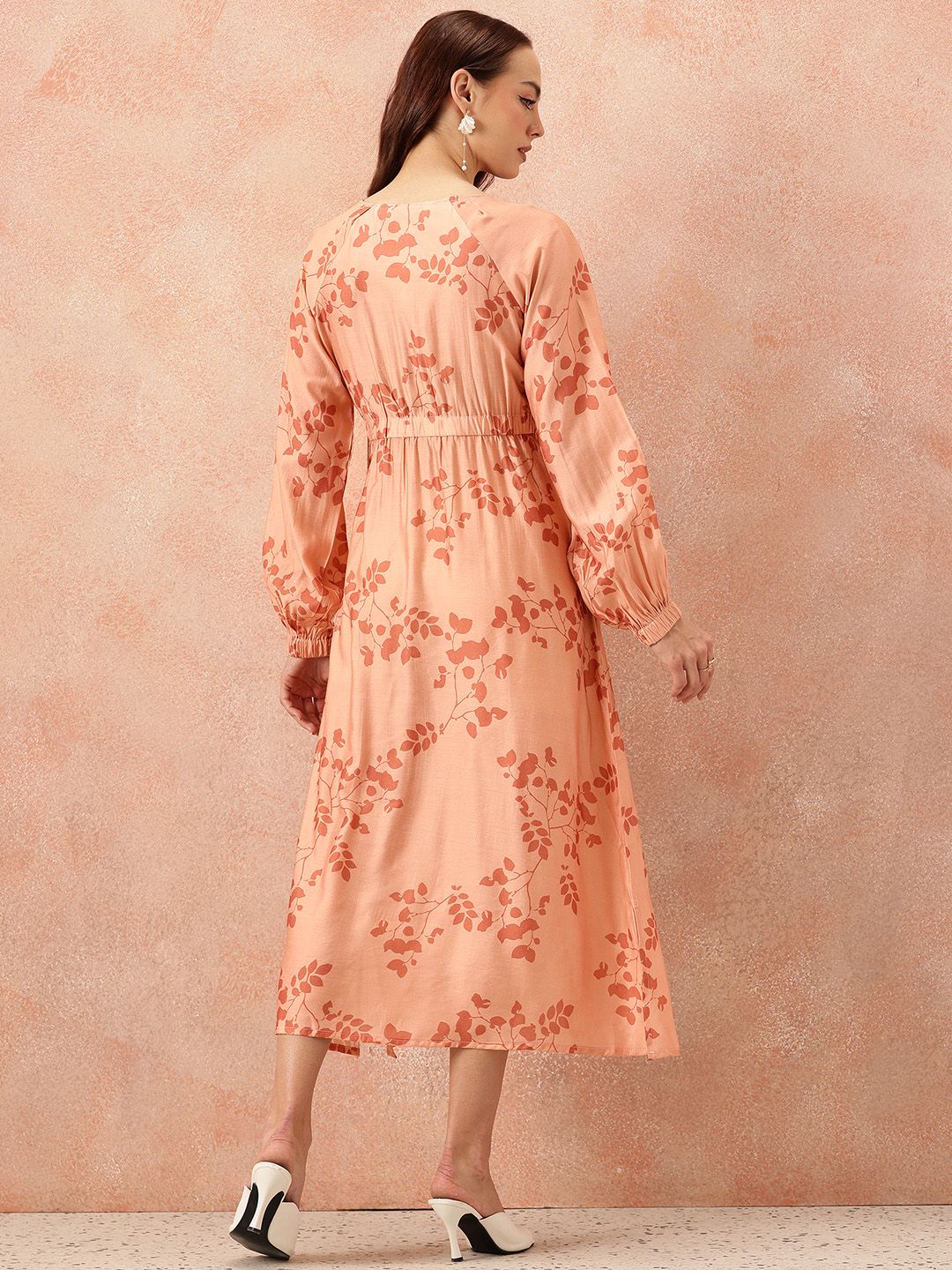 all about you Floral Printed Raglan Sleeves Midi Empire Dress