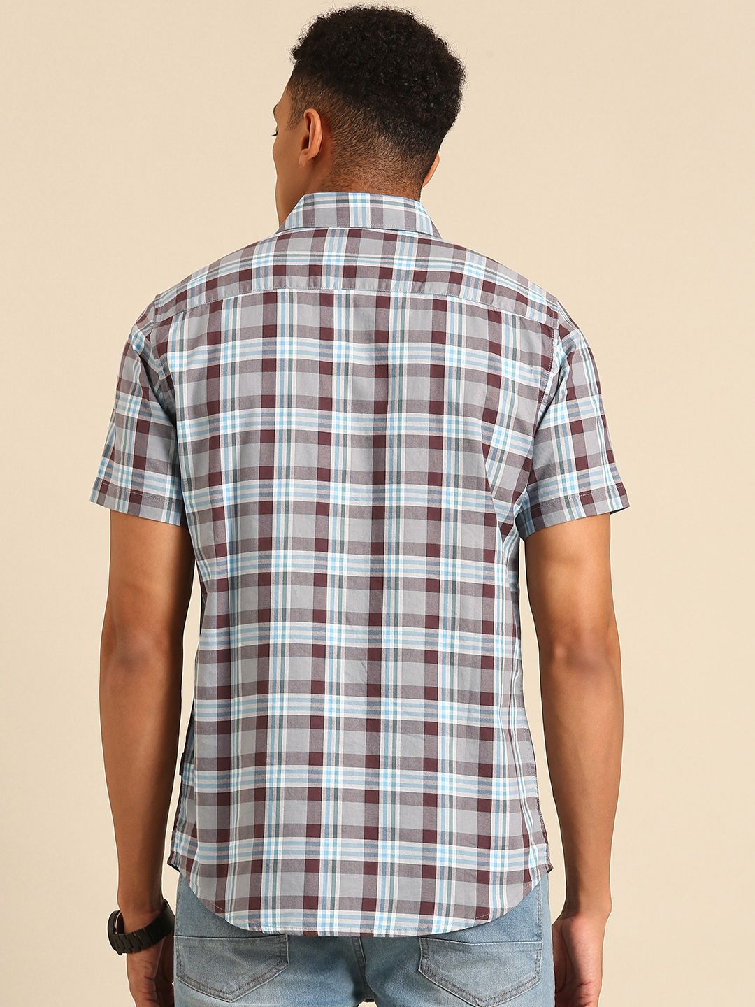 Being Human Slim Fit Opaque Checked Pure Cotton Casual Shirt