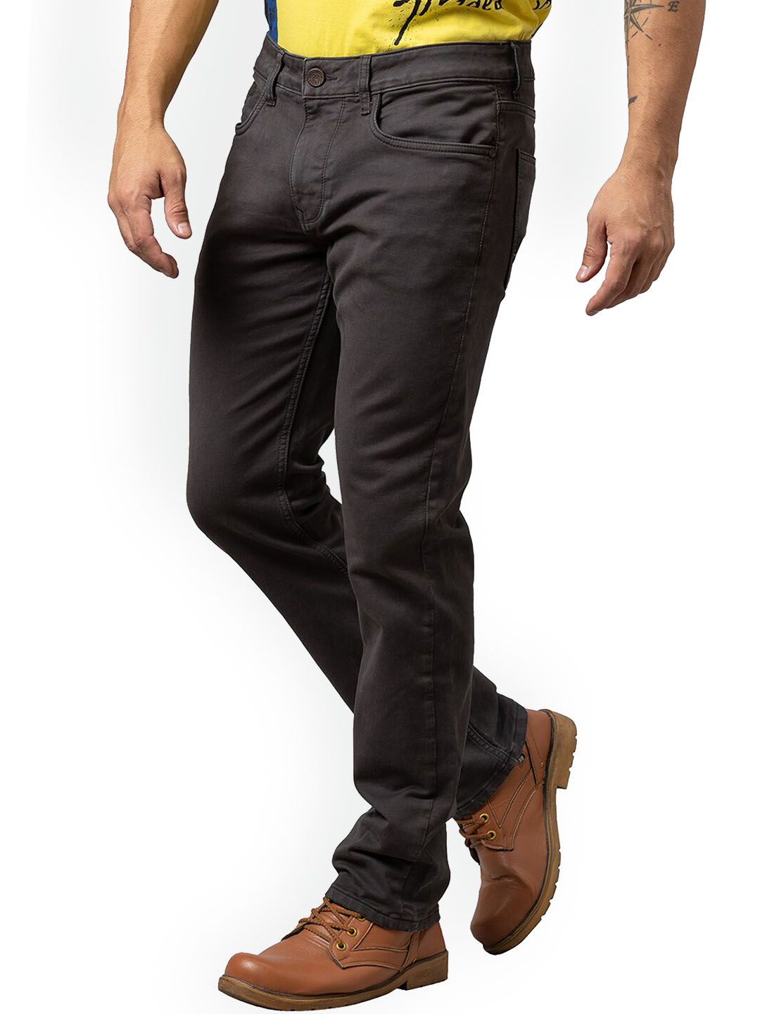 Being Human Men Charcoal Slim Fit Low Distress Jeans