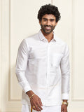 VASTRAMAY Men White Classic Casual long sleeve Shirt