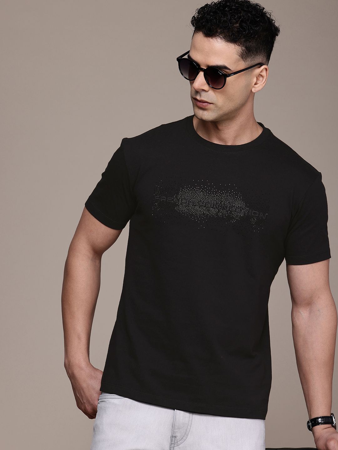 French Connection Embellished Pure Cotton T-shirt
