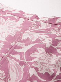 Indo Era Floral Printed Pure Cotton Tunic With Trousers