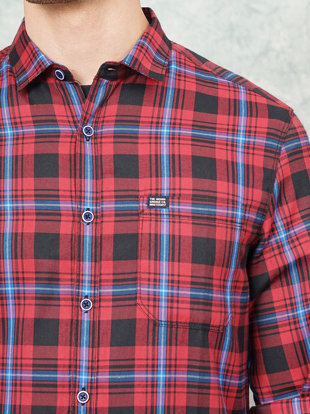The Indian Garage Co Men Slim Fit Opaque Checked Casual Shirt
