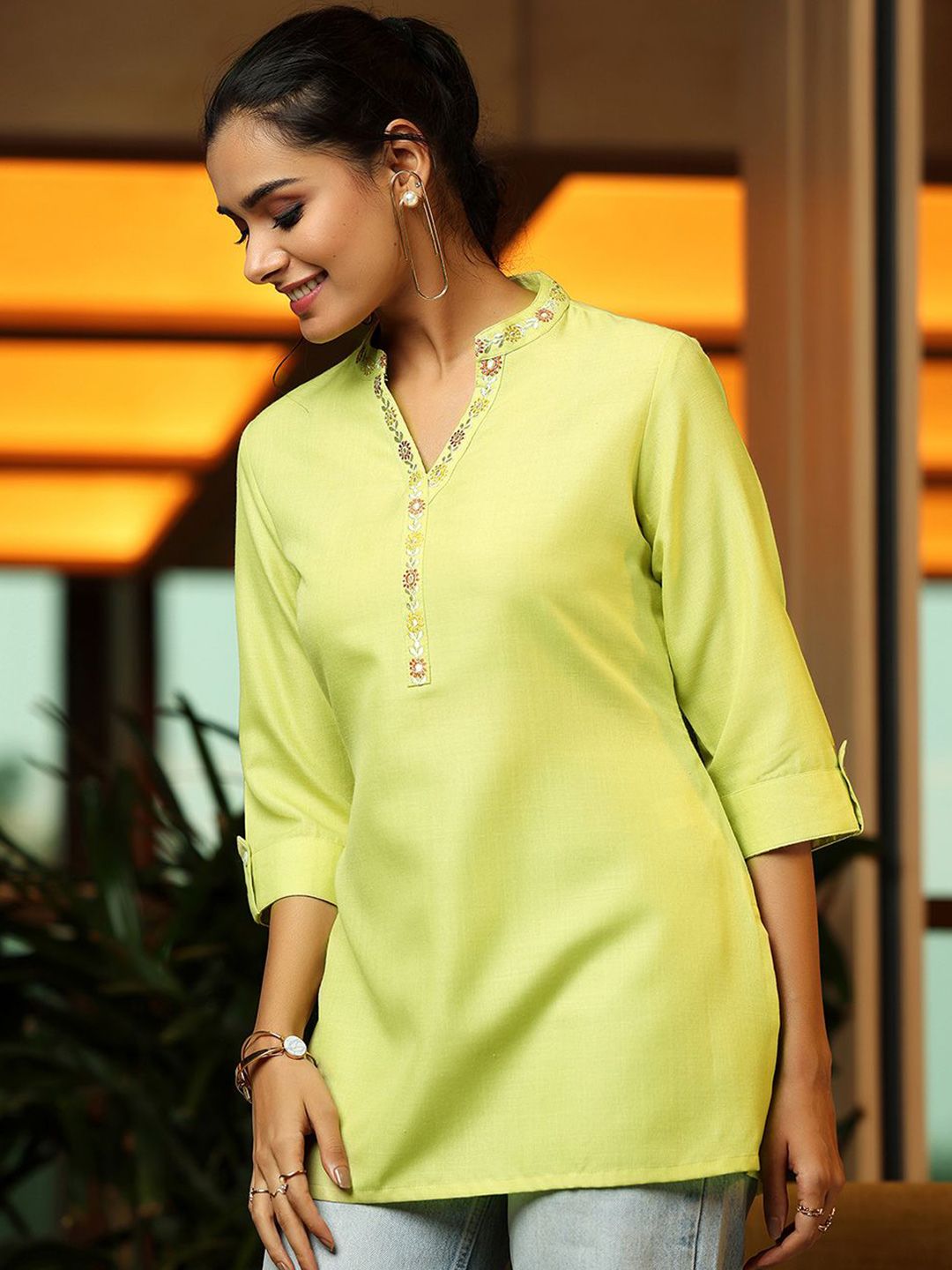 Libas Mandarin Collared Kurtis