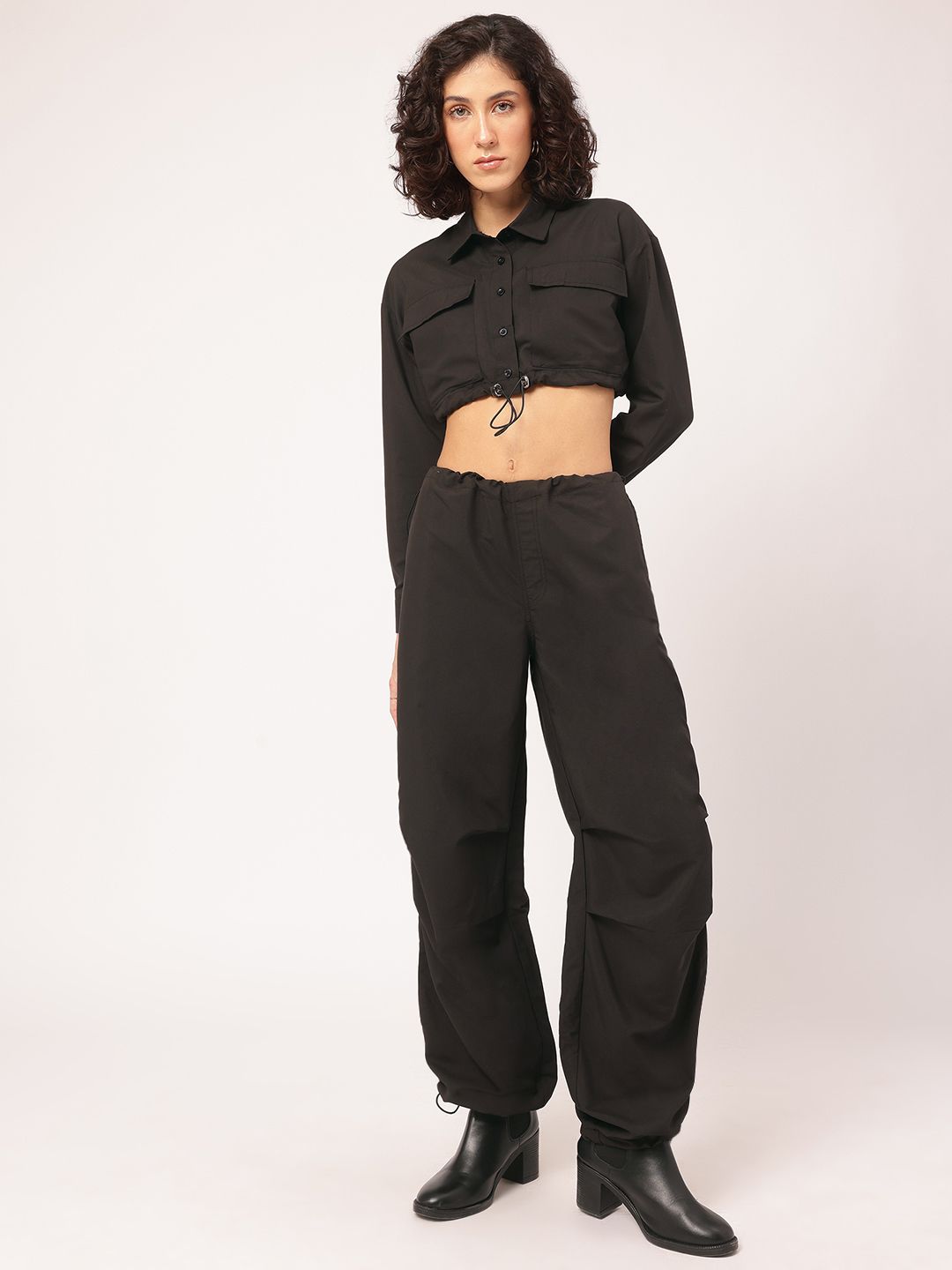 DressBerry Everyday Explorer Crop Shirt & Parachute Pants Co-Ords with Toggles