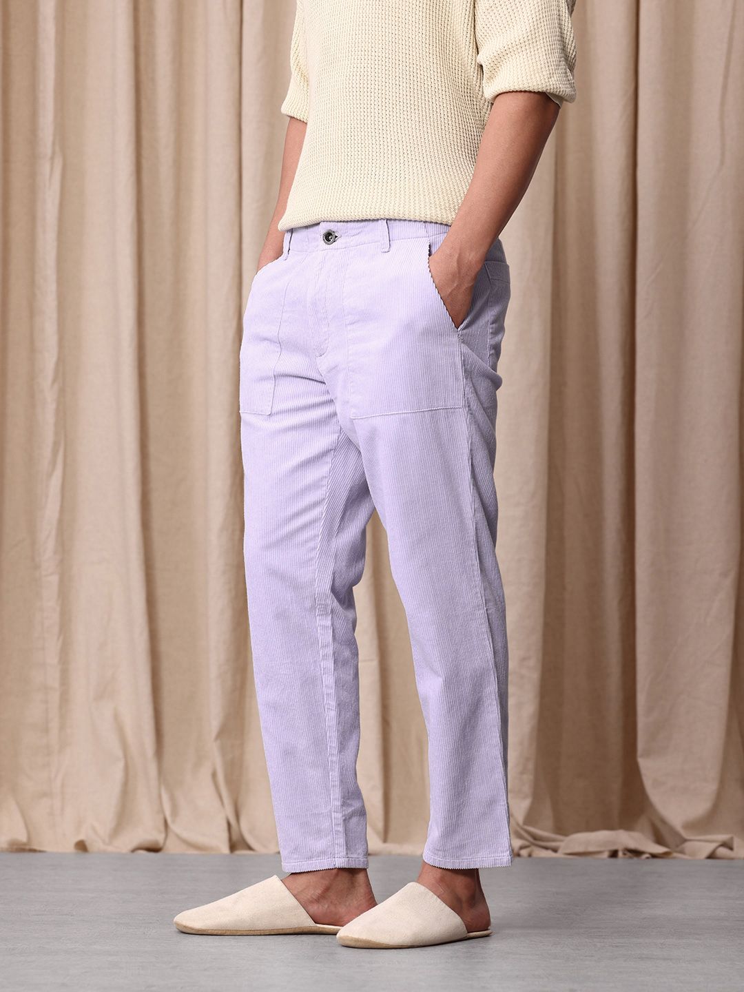 Mr Bowerbird Men Tailored Fit Corduroy Pure Cotton Trousers