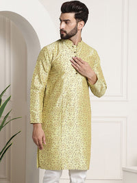 SOJANYA Floral Printed Kolar Mandarin Lengan Panjang Kurta Lurus