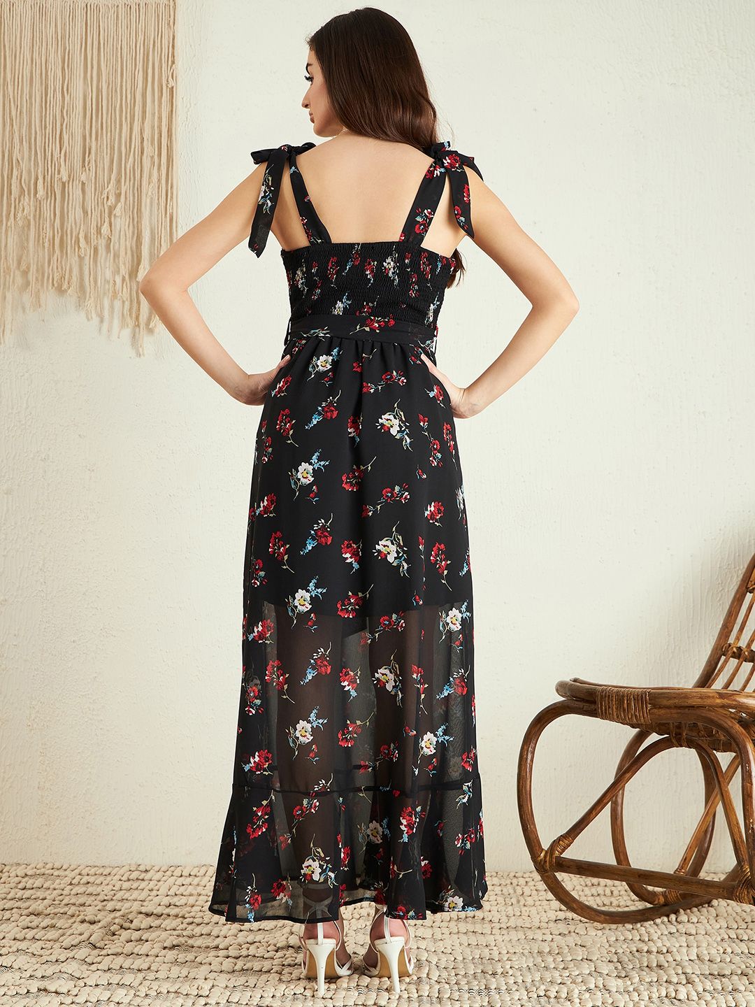 Berrylush Floral Printed Georgette Maxi Dress