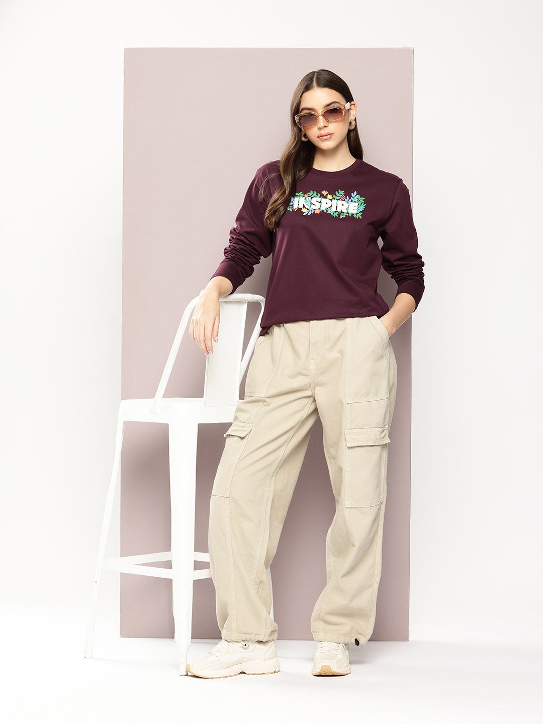 Dillinger Women Long Sleeve Oversized Printed Tshirt
