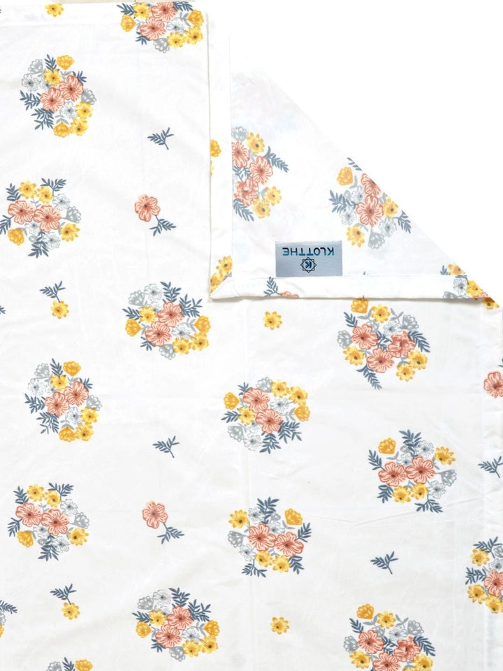 Moda Rapido X KLOTTHE Cream-Coloured Floral 300 TC King Bedsheet with 2 Pillow Covers