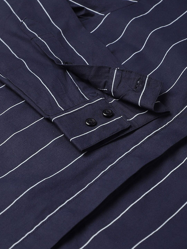 Hancock Sport Slim Fit Vertical Stripes Striped Cotton Casual Shirt