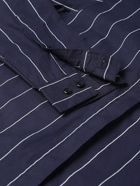 Hancock Sport Slim Fit Vertical Stripes Striped Cotton Casual Shirt