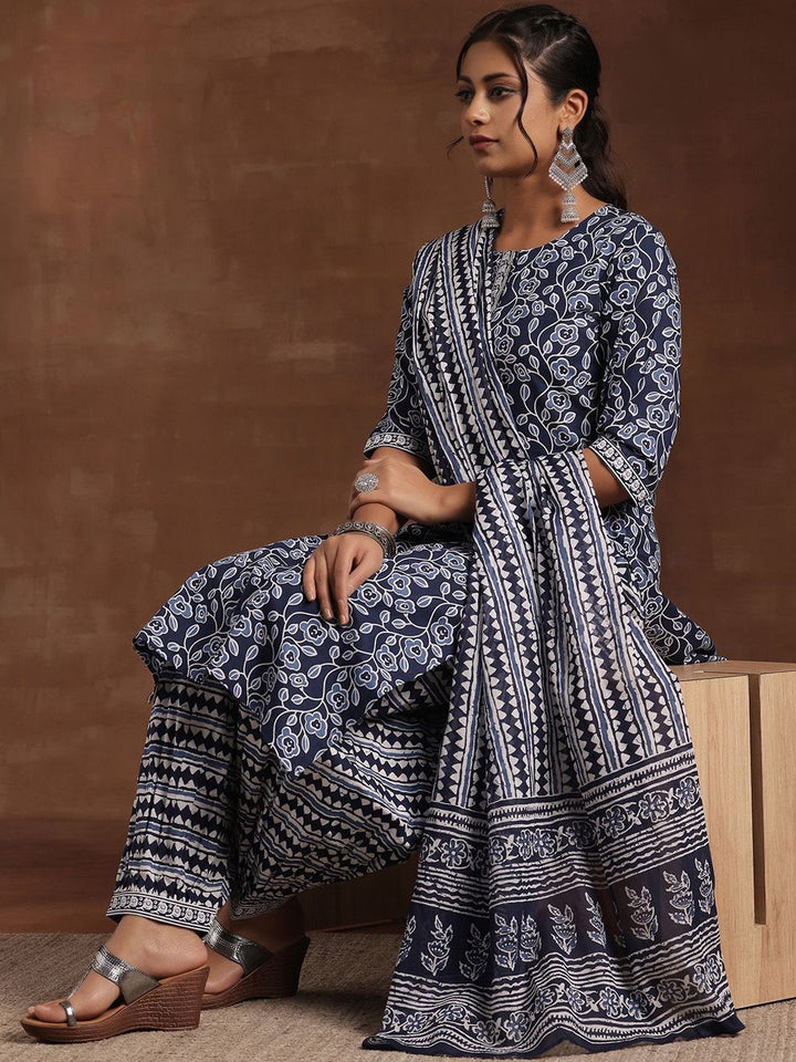 Libas Floral Printed Pure Cotton Kurta with Salwar & Dupatta