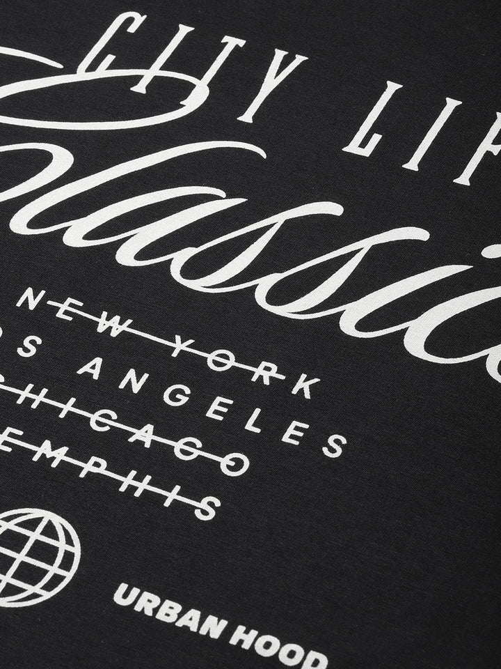 DILLINGER Typography Printed Drop-Shoulder Sleeves Pure Cotton Boxy T-shirt