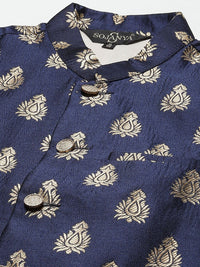 SOJANYA Men Woven Design Kurta with Churidar with Nehru Jacket