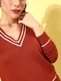 DressBerry V-Neck Ribbed Hem Pullover