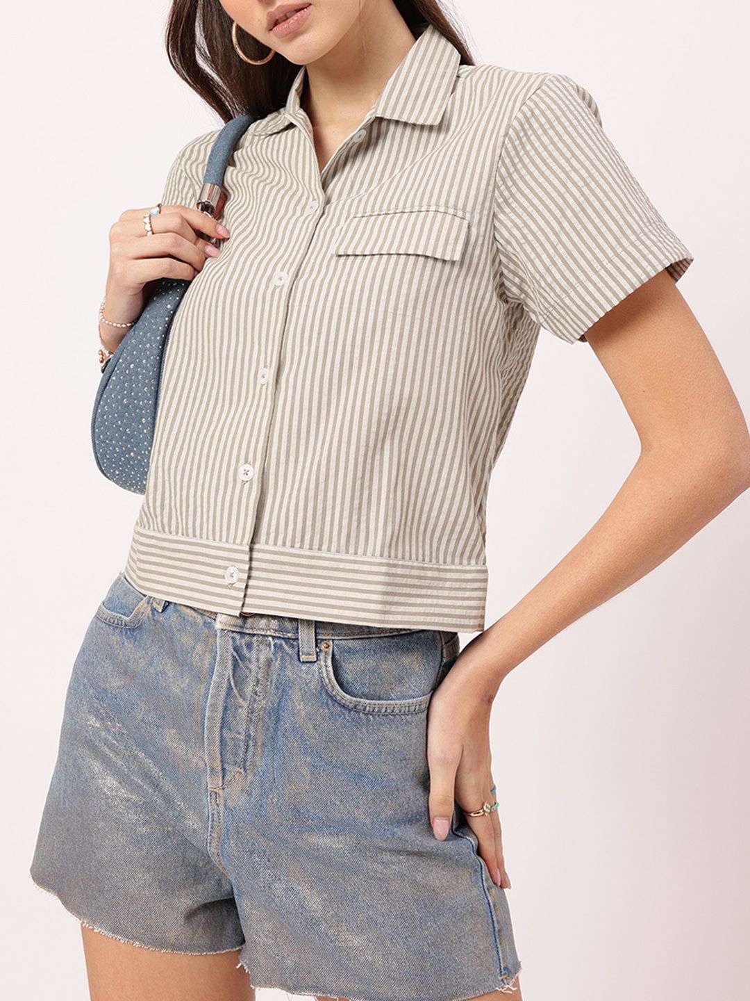 DressBerry Elevated Edge Pinstriped Seersucker Shirt
