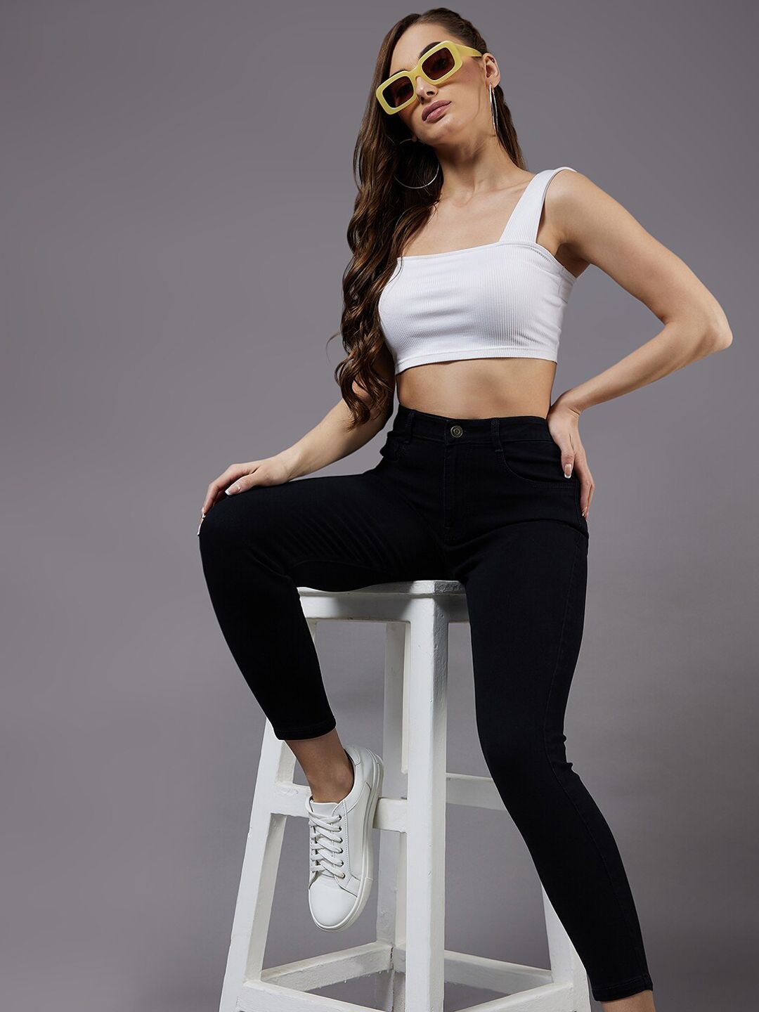 Miss Chase Women Black Skinny Fit Mid-Rise Stretchable Jeans