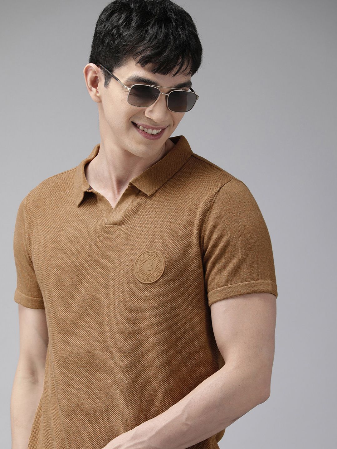 THE BEAR HOUSE Ardor Edition Men Brown Polo Collar Slim Fit T-shirt
