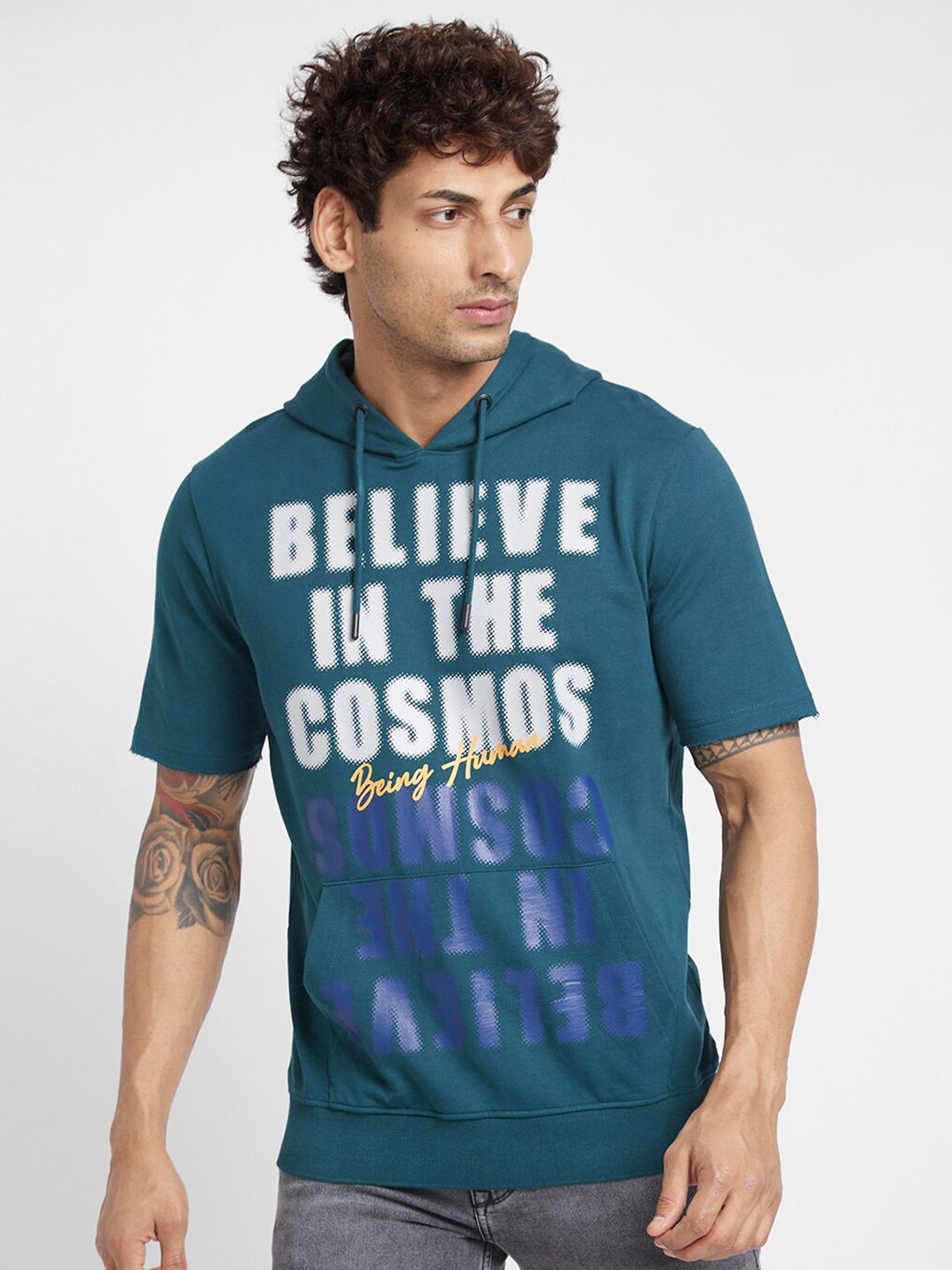 Being Human Typography Printed Hooded Cotton Pullover