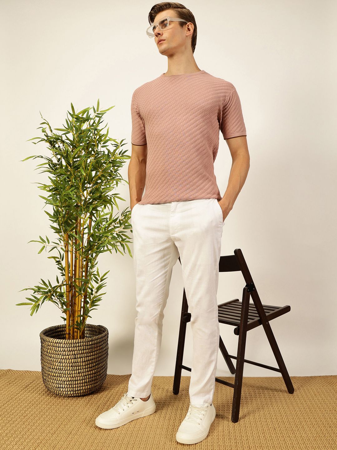 Thomas Scott Men Knit Textured Round Neck T-shirt
