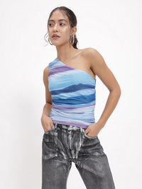 DressBerry Abstract Madness Shoulder Show Ruched Top