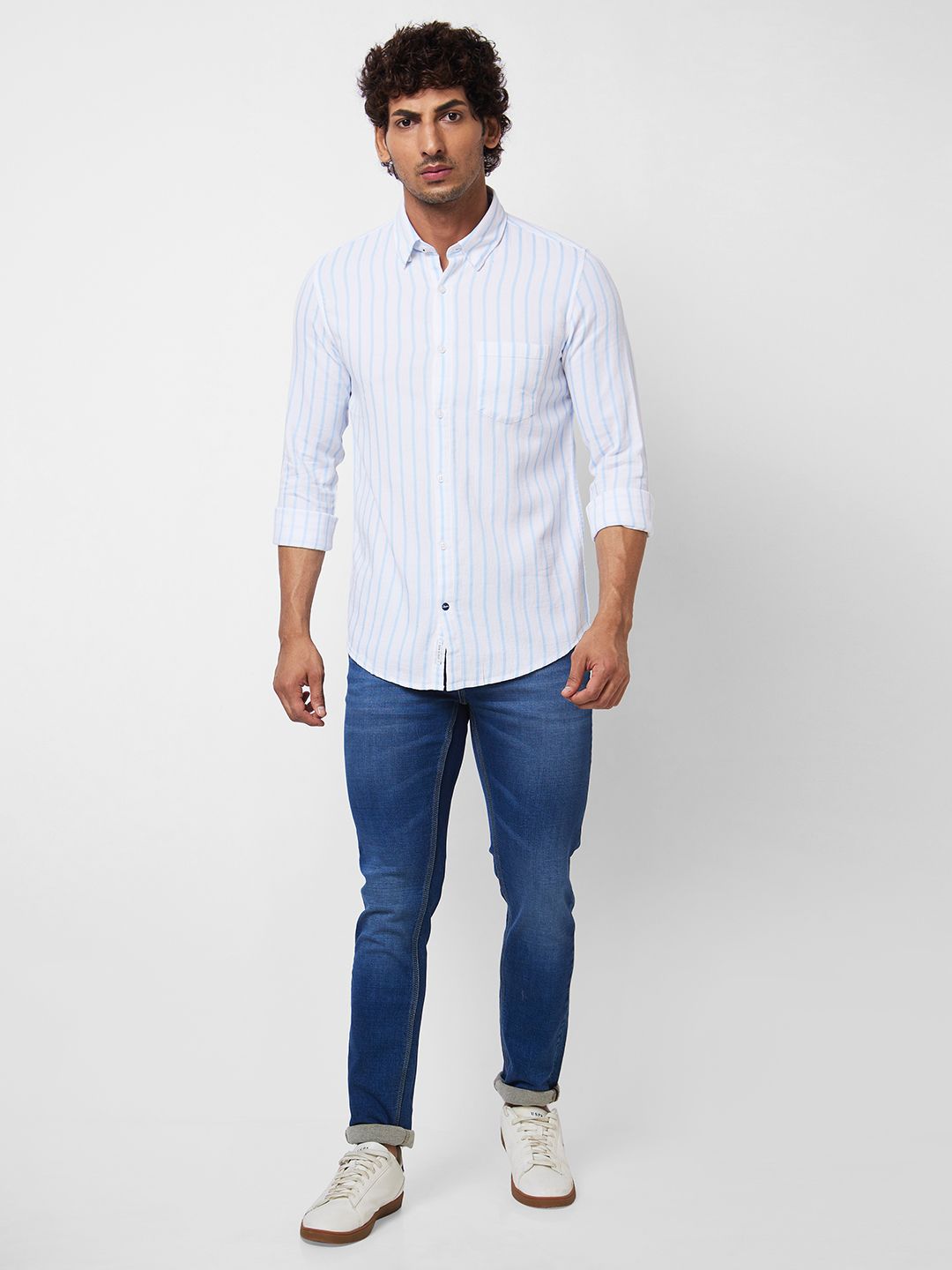 SPYKAR Striped Spread Collar Long Sleeves Cotton Casual Shirt