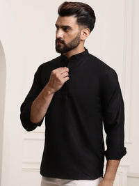 SOJANYA Lelaki Hitam Solid Kurta Lurus