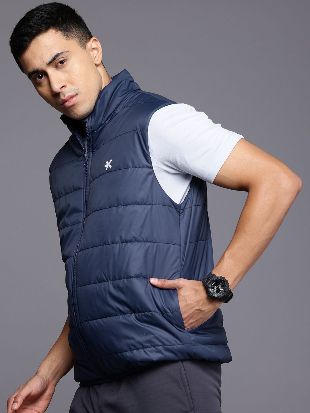 HRX by Hrithik Roshan Rapid-Dry Longline Training Padded Gilet Jacket