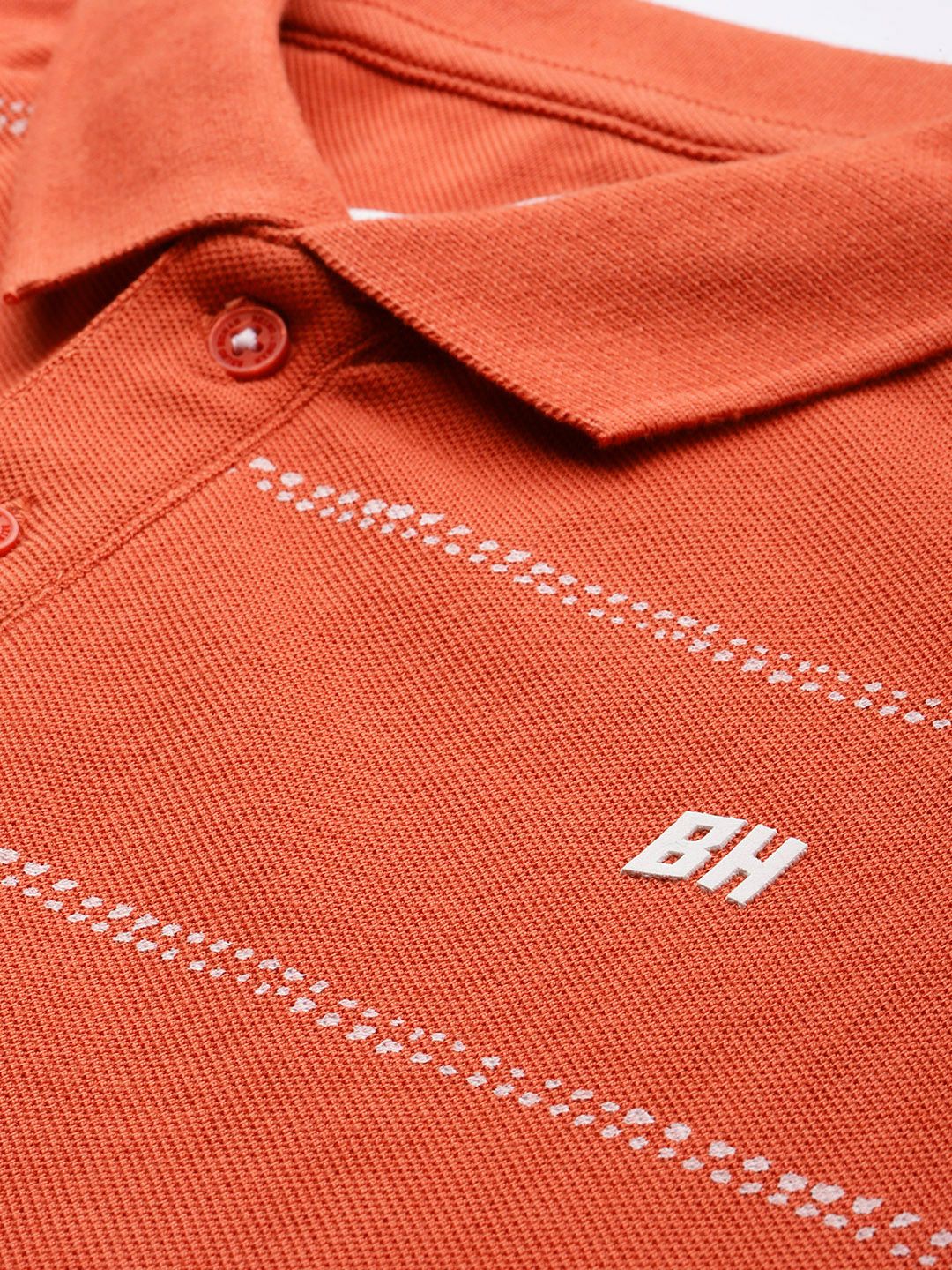 Being Human Striped Polo Collar Pure Cotton T-shirt