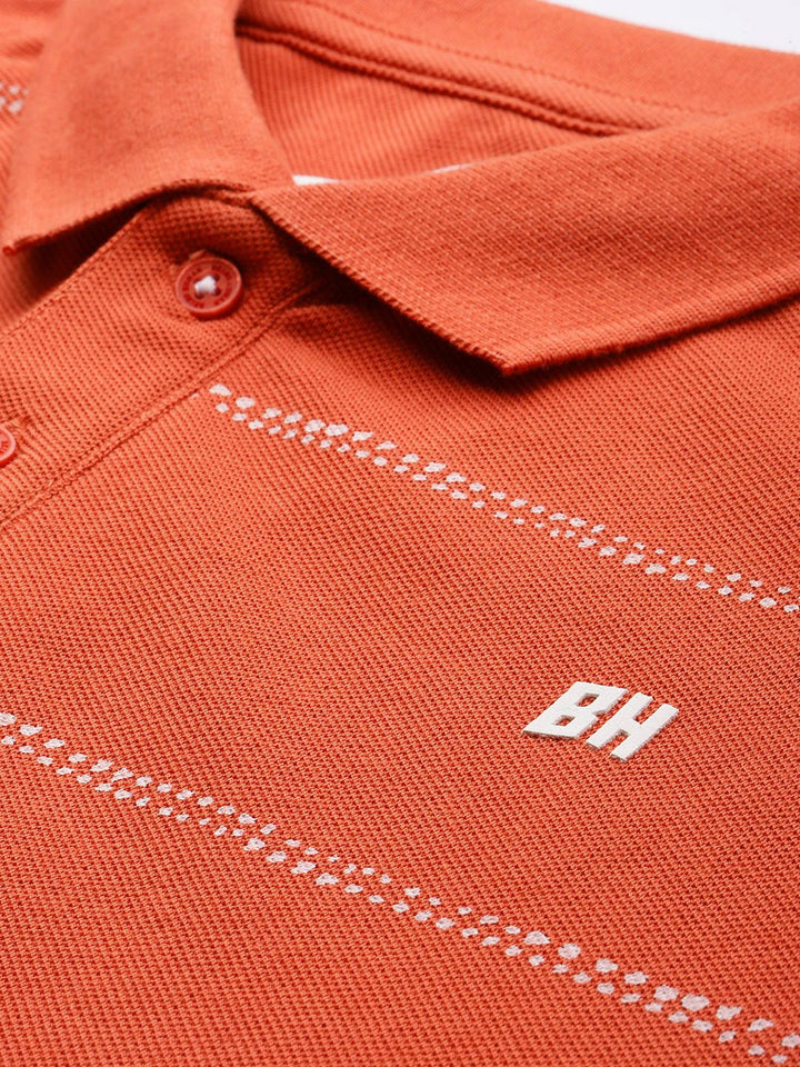 Being Human Striped Polo Collar Pure Cotton T-shirt