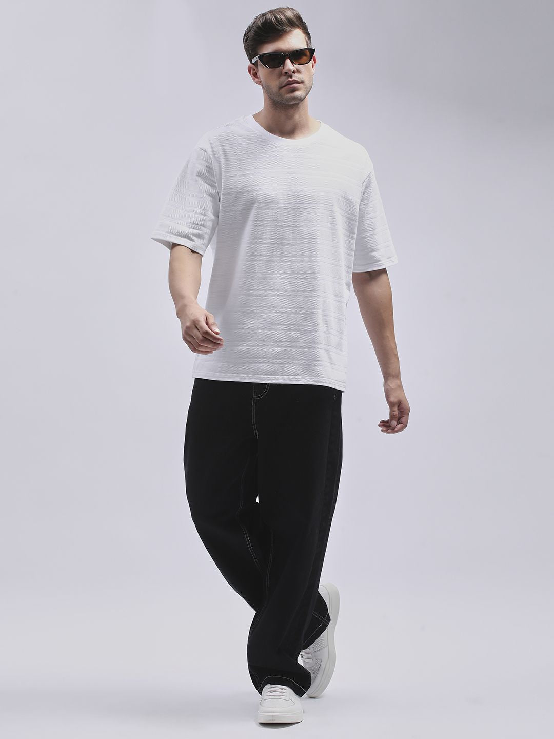 DILLINGER Men Round Neck Solid Oversized Pure Cotton T-shirt