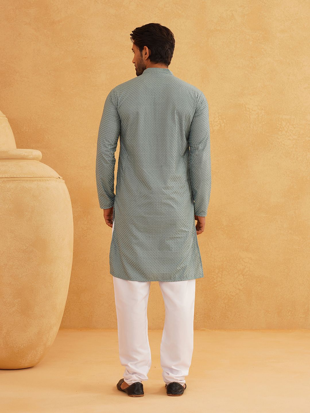 SOJANYA Geometric Embroidered Thread Work Pure Cotton Straight Kurta with Churidar