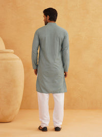 SOJANYA Geometric Embroidered Thread Work Pure Cotton Straight Kurta with Churidar