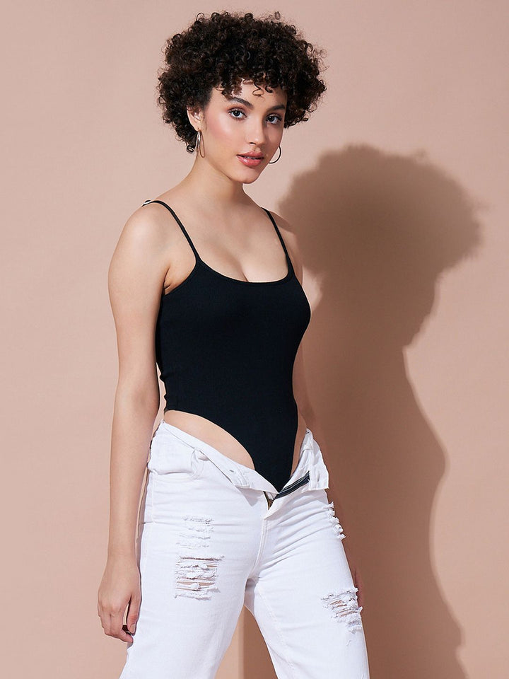 SASSAFRAS BASICS Ribbed Shoulder Straps Bodysuit
