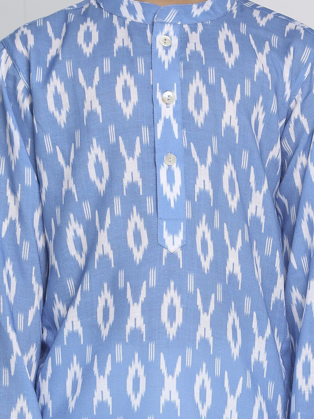 VASTRAMAY Boys Blue Printed Regular Pure Cotton Ikat Kurta with Pyjamas