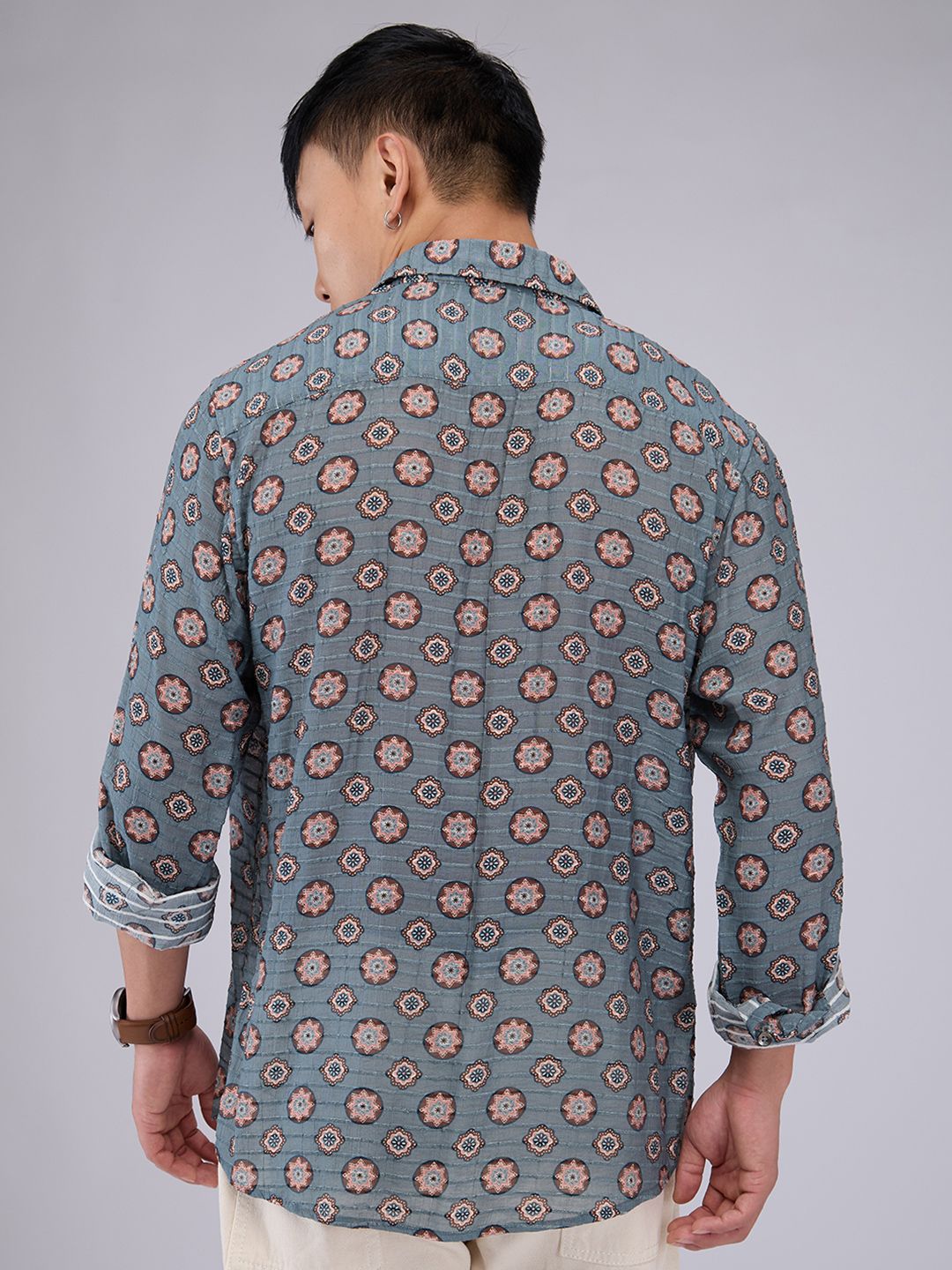 VASTRADO Men Classic Fit Spread Collar Floral Printed Relaxed Fit Casual Shirt