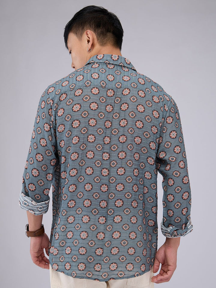 VASTRADO Men Classic Fit Spread Collar Floral Printed Relaxed Fit Casual Shirt