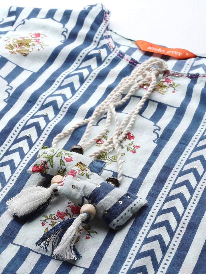 Indo Era Ethnic Motifs Printed Sequinned Pure Cotton Kurta with Trousers & With Dupatta