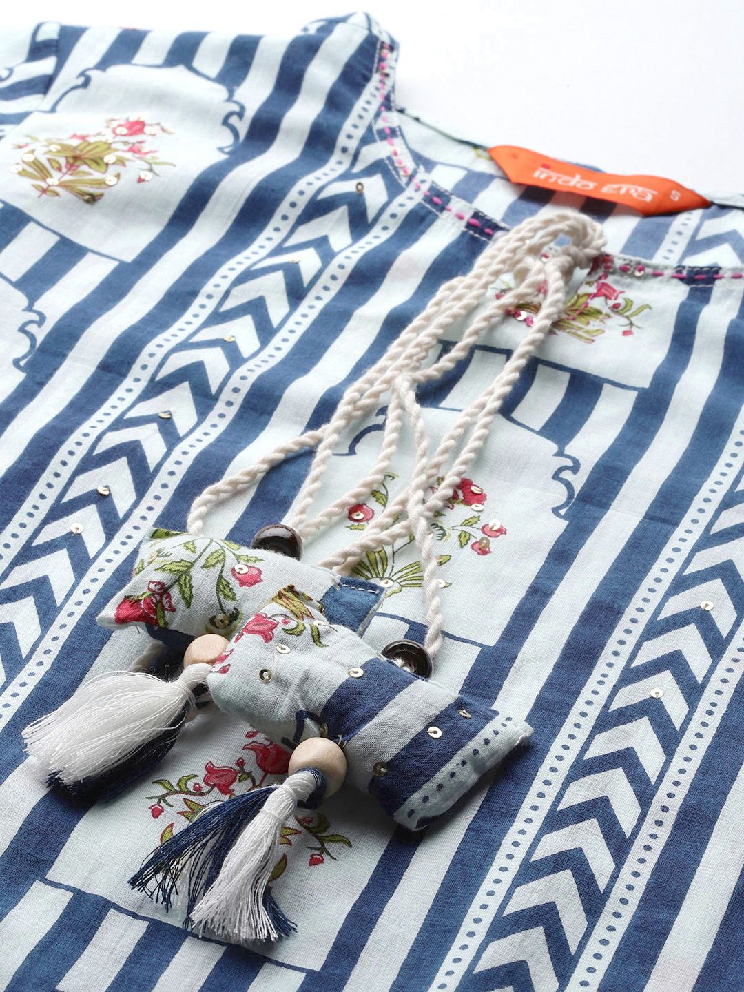 Indo Era Ethnic Motifs Printed Sequinned Pure Cotton Kurta with Trousers & With Dupatta